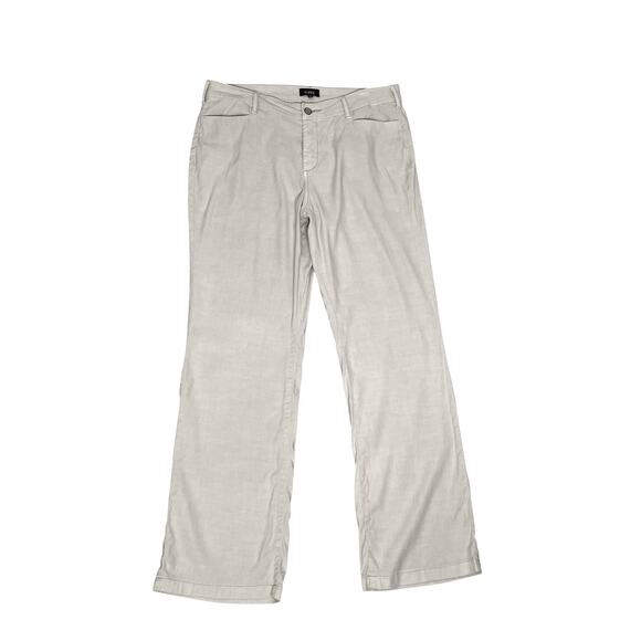 NYDJ Stretch Trouser Pants Womens 14 Linen Blend Beige Lift Tuck Coastal Chic - Picture 1 of 15